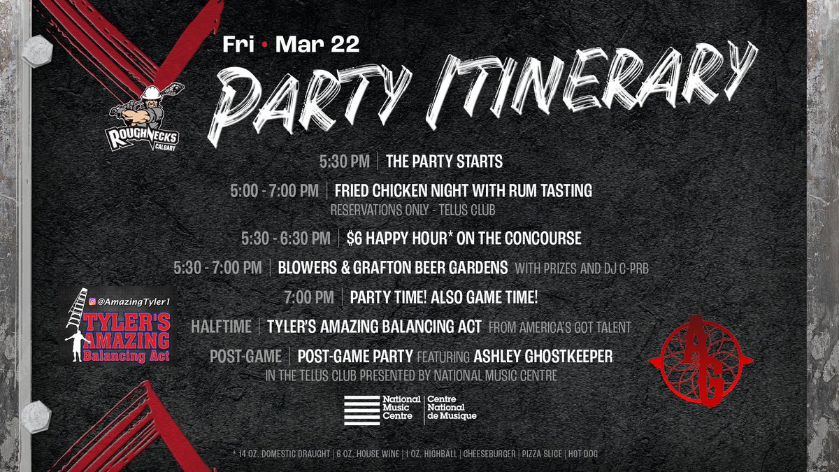 Plan your party properly tonight with the Party Itinerary! 

Get here early for happy hour, DJ and games on the concourse and much more!

🎟️: bit.ly/48Tghxe

#ComeForTheParty
