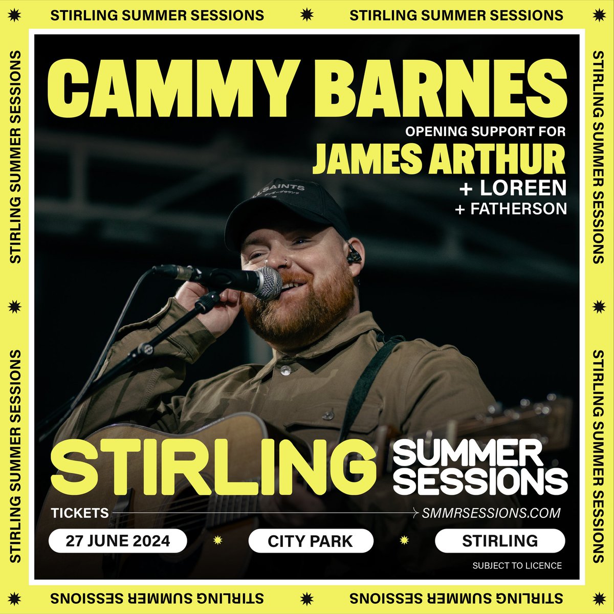 So happy the secret is out the bag and I can finally tell you all! I’m supporting the mighty @JamesArthur23 at this years Summer Sessions in Stirling on the 27th of June. It’s a big one! See you all soon 🎉