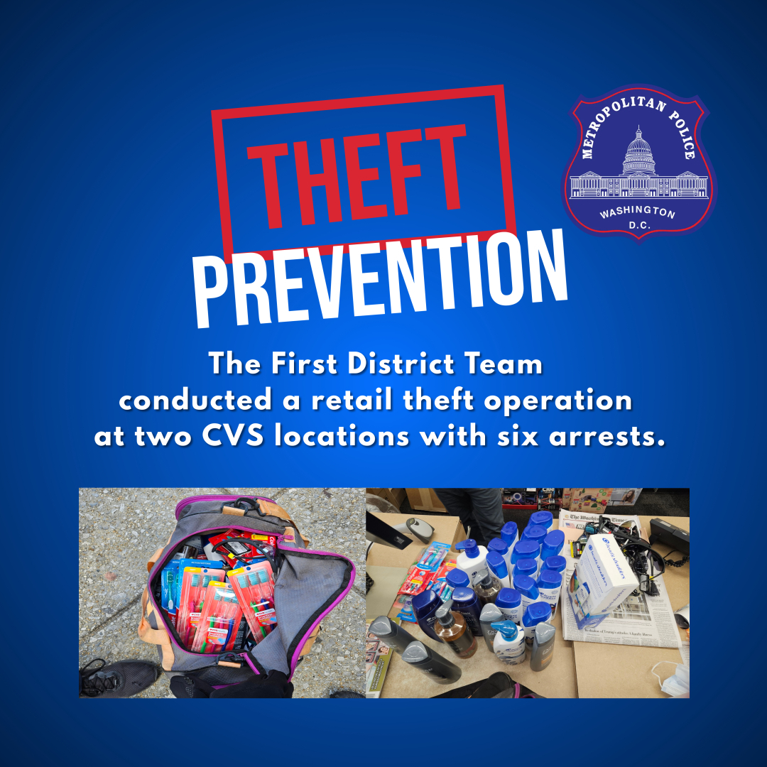 MPD is diligently working to prevent retail theft prevention. Our First District Operation Team made six arrests and recovered stolen merchandise for two CVS stores in ONE day. We are proud of our officers and their commitment to preventing retail theft for local businesses.