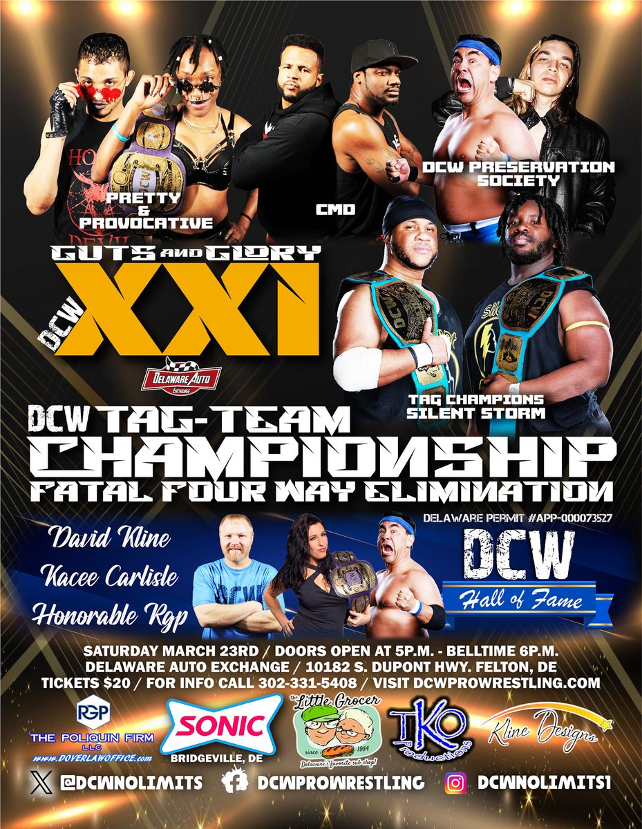 DMVWrestlingNws's tweet photo. Saturday, Silent Storm - @Mur2Times &amp; @mikethunderstyl  - will defend the @DCWNoLimits tag team title against Pretty &amp; Provocative - @JadisQuinn &amp; @TheGiaScott , CMD- @BoomHarden &amp; @Princeofcmd  and DCW Preservation Sociey https://t.co/PDCFEgQrEs https://t.co/j4nNGJ08a0