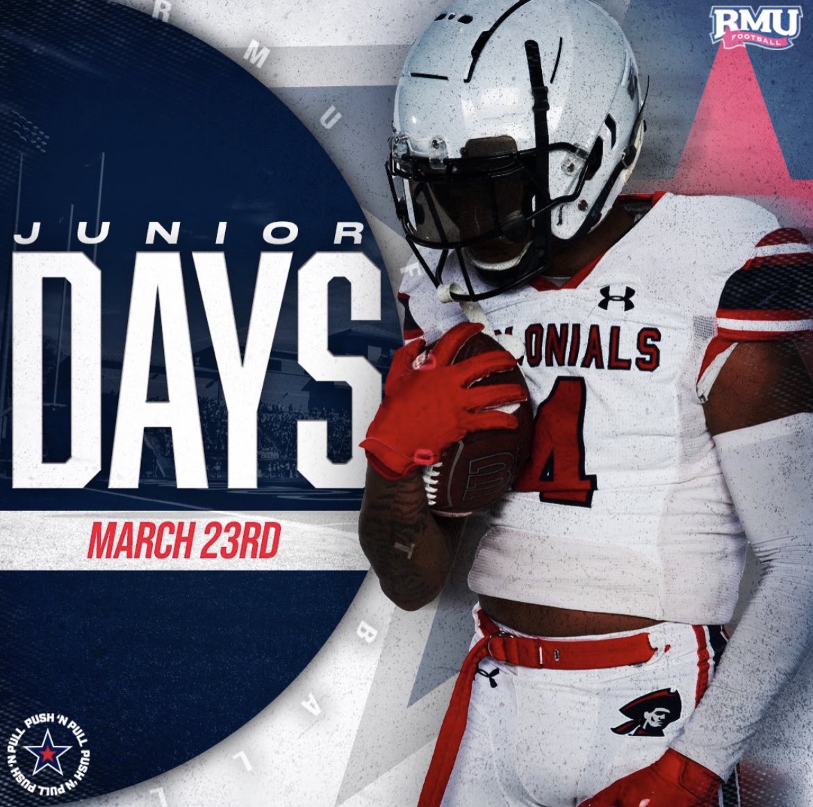 Thank you @CoachMakrinos for the jr day invitation tomorrow I can’t wait ! @CoachrodHolder @RMU_Football @Coach_Egg57 @CentralClarion