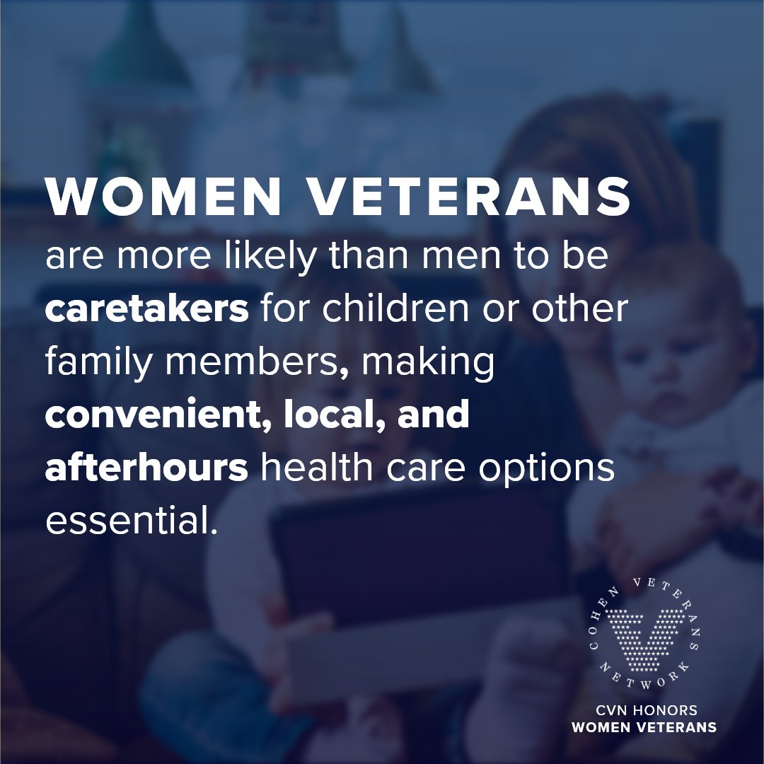 Accessing care should be easy. Our clinics offer telehealth, convenient hours, and child care options to ensure #womenveterans, service members, and their families have access to the high-quality treatment when they need it. Find a clinic at cohenveteransnetwork.org/clinics