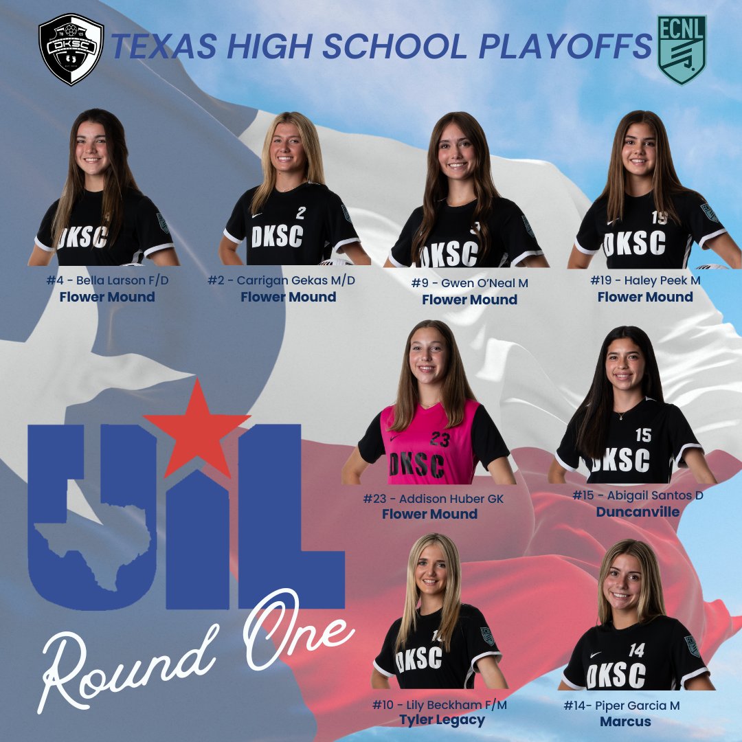 Good luck to our players that are starting first round of their <a href="/uiltexas/">Texas UIL</a> high school soccer playoffs next week! <a href="/tascosoccer/">TASCO</a> @lethalsoccer #DKSCStrong