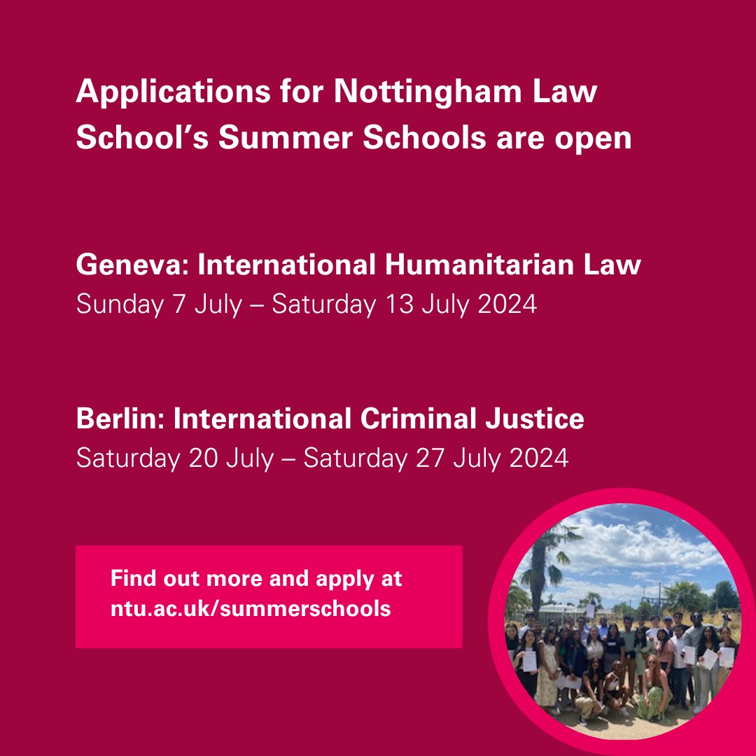 Applications for Nottingham Law School's Summer Schools are open! Why take part? ✔️ Immerse yourself in a new culture ✔️ Develop key skills & experiences to add to your CV ✔️ Increase your knowledge in & around your chosen subject Find out more & apply👉ntu.ac.uk/summerschools