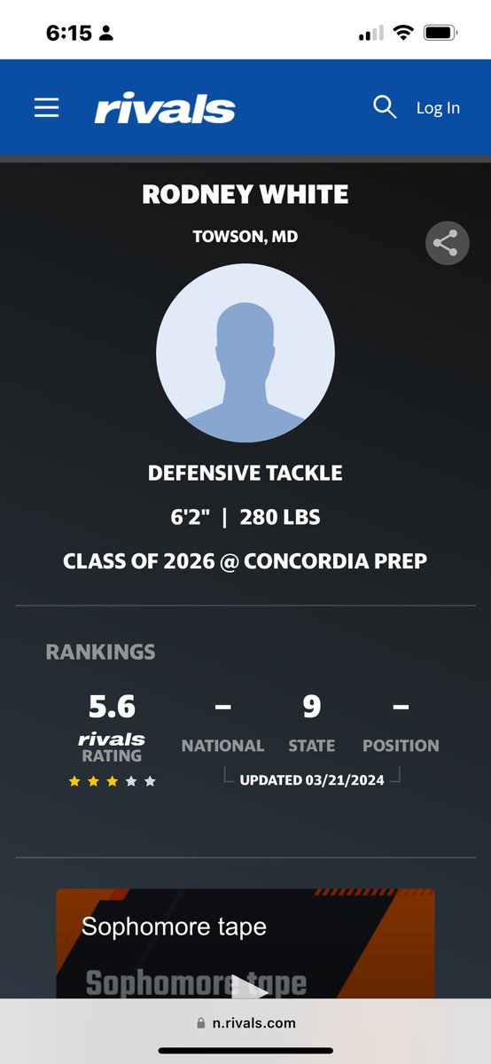 Grateful to be ranked as a 3 star ⭐️ @Rivals @RivalsCamp @TrenchCombat @FBConcordiaPrep