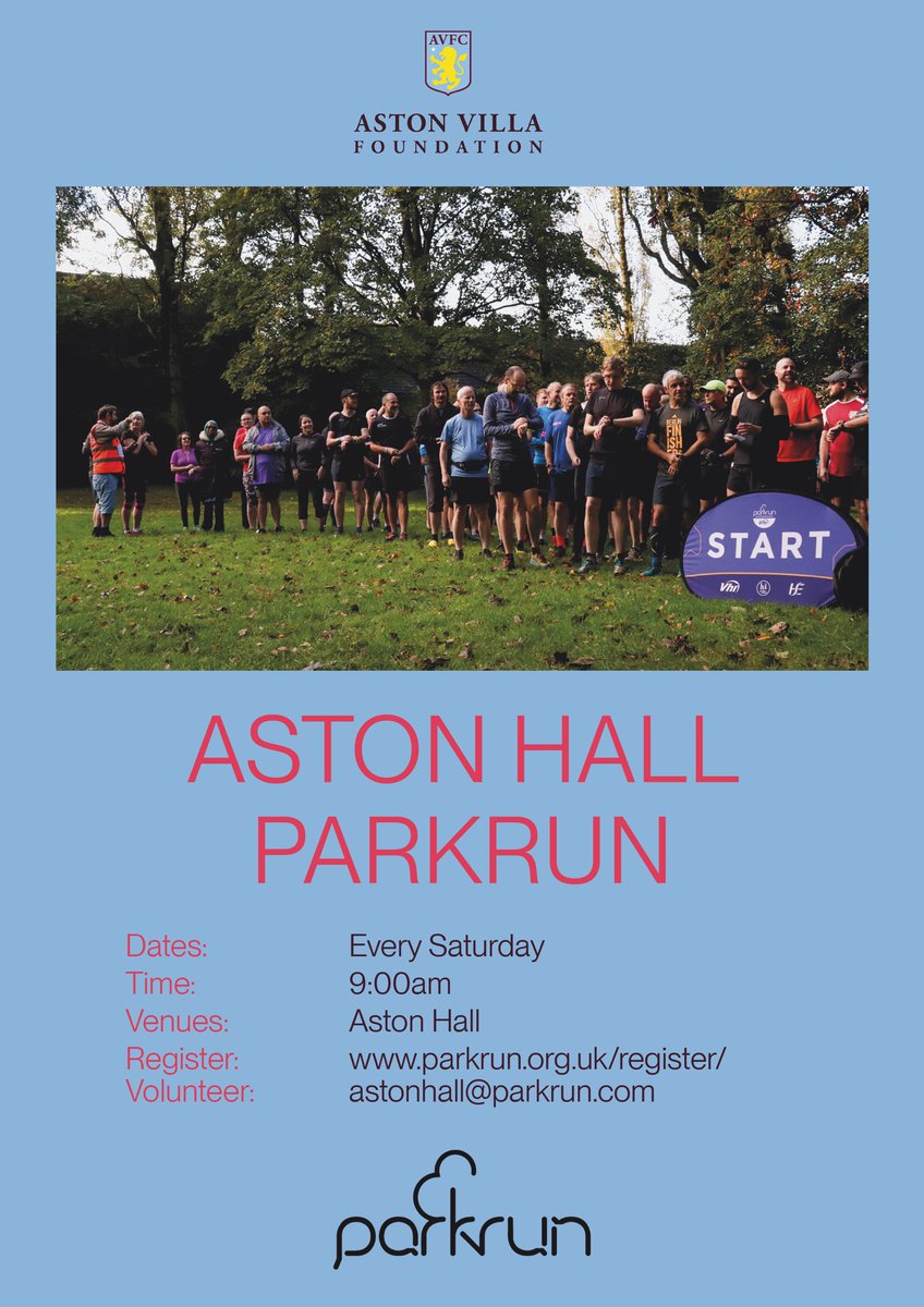 Bored this weekend with no Villa? Want the next best thing? Come down to Aston Hall <a href="/parkrun/">parkrun 🌳</a> 9am start all levels of runners welcome. <a href="/AVFCFoundation/">Aston Villa Foundation</a> <a href="/UKRunChat/">UKRunChat</a> <a href="/parkrunUK/">parkrun UK</a>