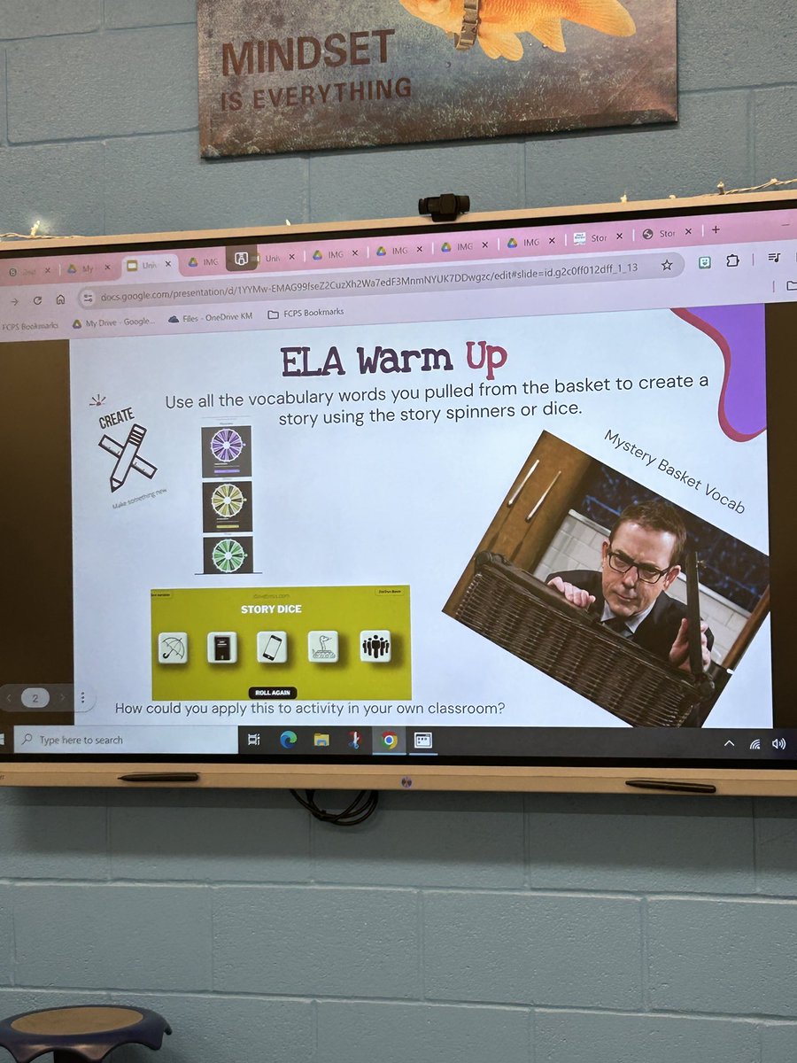 AGurnettFCPSAA's tweet photo. Infusing creativity and critical thinking in our warm-ups in ALP as we revisit our work with thinking verbs at UES! Way to set the bar high with rigor and scaffolding for ALL students #UEShawks https://t.co/G37dgMruhE