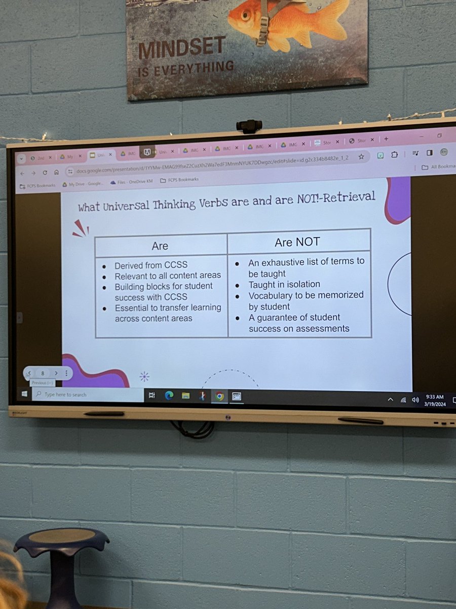 AGurnettFCPSAA's tweet photo. Infusing creativity and critical thinking in our warm-ups in ALP as we revisit our work with thinking verbs at UES! Way to set the bar high with rigor and scaffolding for ALL students #UEShawks https://t.co/G37dgMruhE