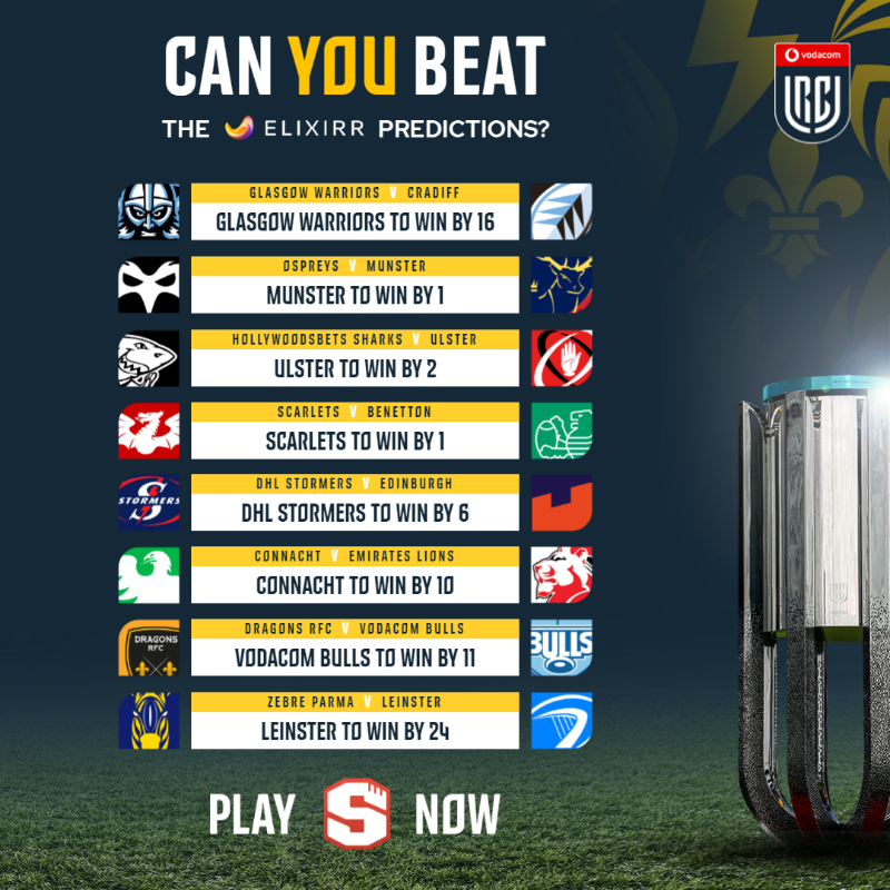 URCOfficial_RSA's tweet photo. Here are @TheElixirr predictions for Round 12 π
Standout fixture? π
Play now π²π
@Vodacom #URC | #ElixirrStats