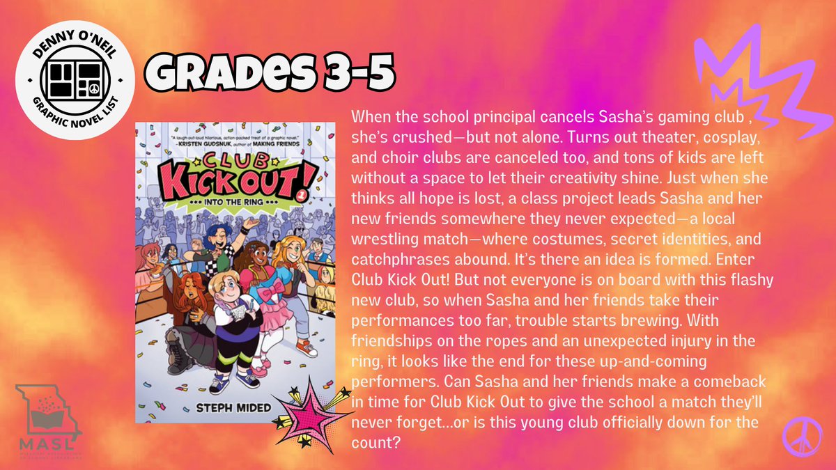 Check out Club Kickout! - one of the books on the Inaugural Denny O'Neil Graphic Novel List - grades 3-5 #maslsc @MASLOnline @Noctart @HarperCollins