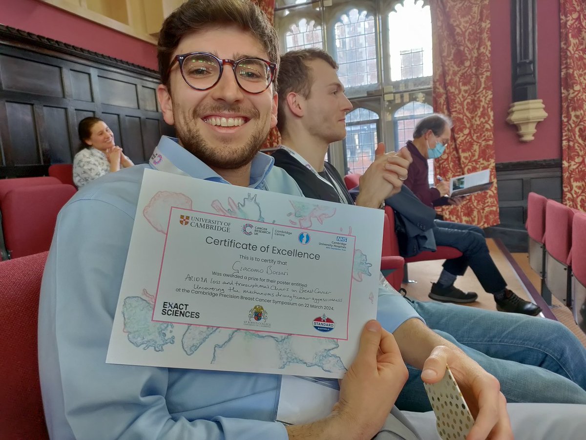 A truly inspiring day of discussions in breast cancer research at the #CPBC2024 ! Showcasing the work of the lab with Rebecca Burrell’s talk and posters from <a href="/HamishMcM21/">Hamish McMillan</a> <a href="/GeorgeACouch/">George Couch</a> <a href="/k_sadzikowska/">Krysia Sadzikowska</a> and <a href="/giacomo_borsari/">Giacomo Borsari</a> who even took the poster prize home!  👏
