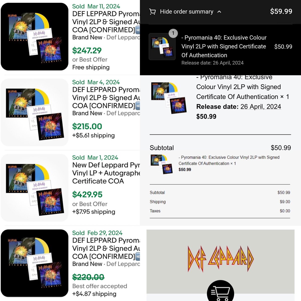 Just wait until these are in hand🤫.  A very limited amount of these signed Def Leppard Pyromania Vinyl dropped online a couple weeks back but quickly sold out.  No bots needed, just prompt notifications 😈

-Retail $51
-Current Presales $200+