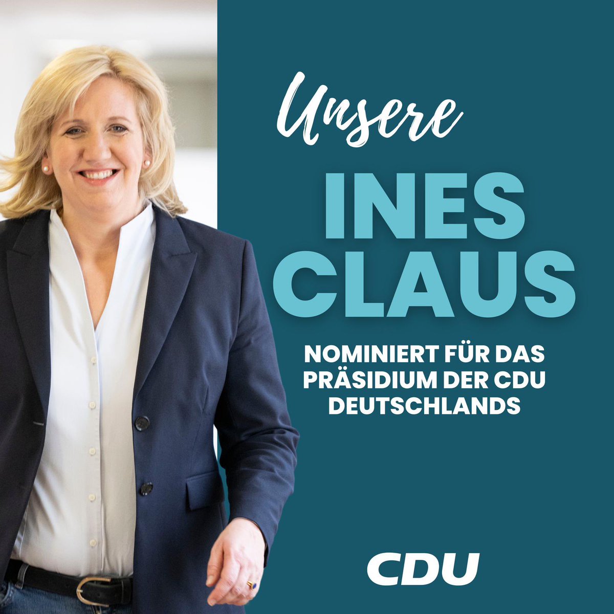 „Hessen ist ein starkes Land, wir sind ein erfolgreicher Landesverband und wir möchten auch weiterhin Verantwortung im Bund übernehmen. 
Mit Freude und Entschlossenheit nehme ich die Nominierung der CDU Hessen für das Präsidium an und bin sehr dankbar.“ -Ines Claus.

#cdu #hessen