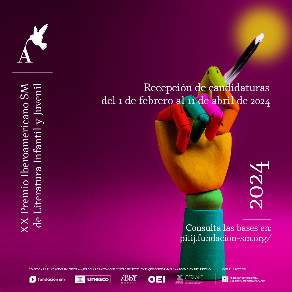 FundacionSMmx's tweet photo. ¡La convocatoria al XX Premio Iberoamericano SM de Literatura Infantil y Juvenil #PILIJ continua abierta! 

✨https://t.co/ceCjKXWAyD

Conoce las bases y postula la trayectoria de autores o autoras en el ámbito del libro para niñas, niños y jóvenes.

Cierre: 11 de abril de 2024. https://t.co/MYjpW2Emkf