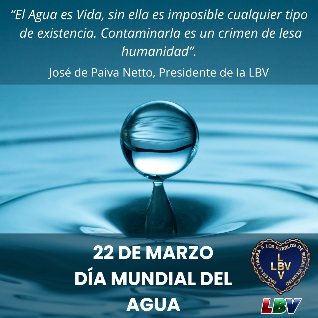 🗓Hoy, 22 de marzo se celebra el Día Mundial del Agua💦 para centrar la atención en la importancia de este recurso vitaly promover su gestión sostenible.
💙Desde la LBV nos sumamos, con la conciencia de que cuidar el agua, es cuidar la vida.
#diadelagua #DiaMundialDelAgua