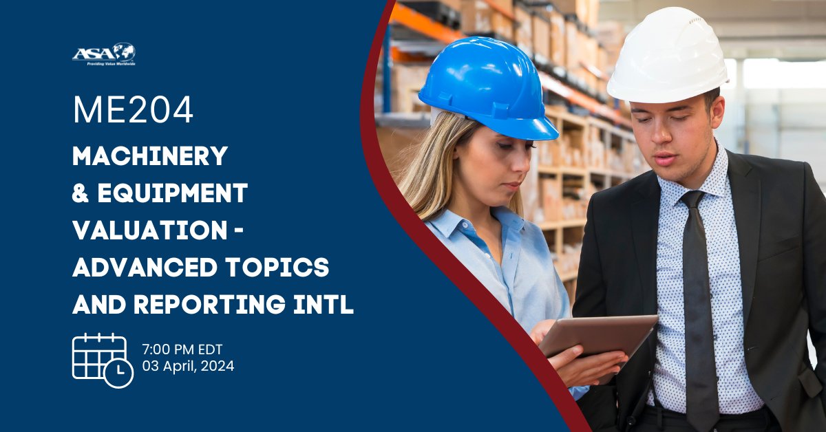 ASAappraisers's tweet photo. Dive deep into ME204! This virtual course (April 3-24, 2024) is your gateway to refining appraisal techniques and report writing skills. Earn 32 Hrs. ASA CE. Business structures, accounting, and more are covered! Secure your spot! https://t.co/I8P420uT9I #ASAAppraisers #ASAMTS https://t.co/7Uh6cpfABm