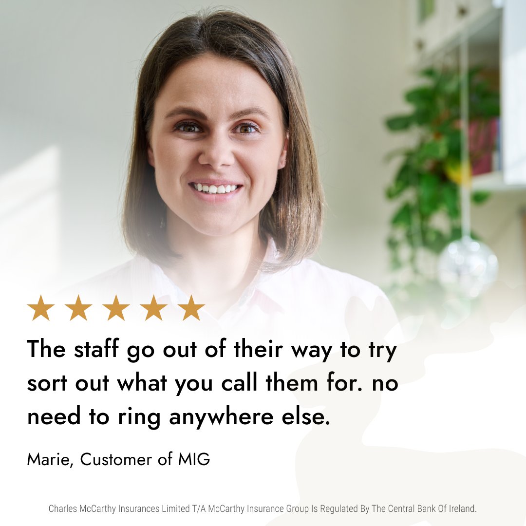 Our customers are at the heart of everything we do – we love to hear their feedback. ⭐️⁠ ⁠ Visit mig.ie to learn more about what we can do for you. ⁠ ⁠ #Ad #Insurancebroker #Ireland #Insurance