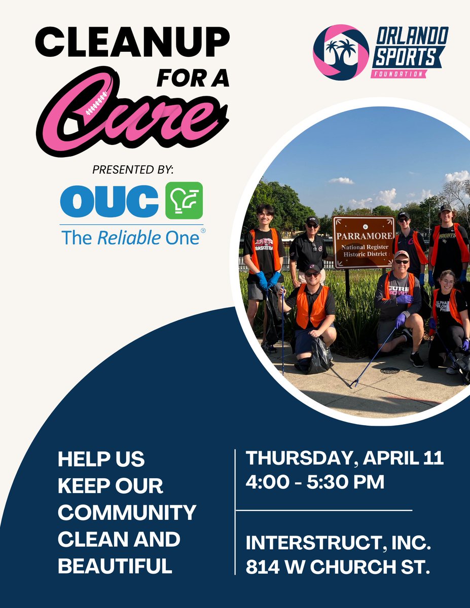 We're proud to partner with @OUCreliableone in support of our Cleanup for a Cure on Thursday, April 11th from 4-5:30PM! Volunteer sign up information can be found here: …-sports-foundation.volunteerlocal.com/volunteer/?id=… #CleanupForACure #OrlandovsCancer