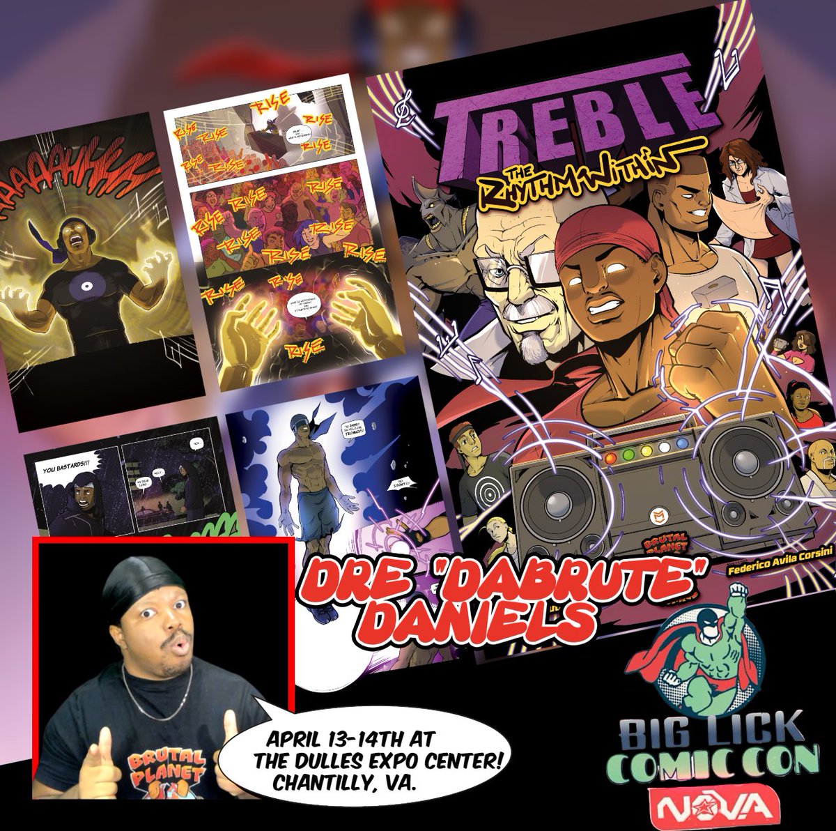 DaBrute00's tweet photo. IT'S OFFICIAL! I will be at @biglickcomiccon! Come see me and hang out on April 13-14 at the Dulles Expo Center! #indiecomics #ComicCon https://t.co/BPQrFJ7870