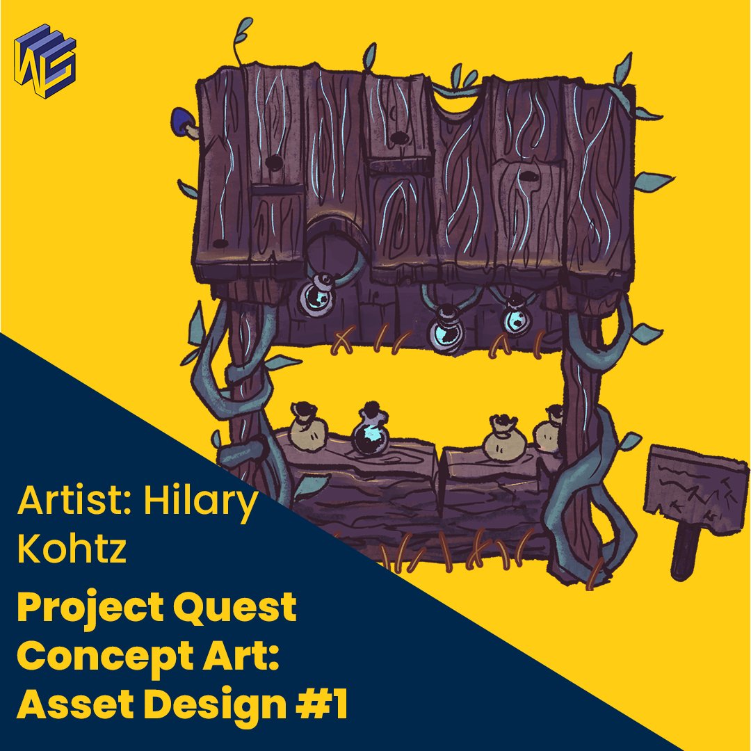 This week we go back to Project Quest to take a sneak peek at some more art!

Thanks to Hilary for making this amazing looking potion stand 🧪 

Be sure to be on the look out for any more samples from our upcoming games!

#wolverinesoftstudio #GoBlue #umichgamedev #gamedev #umich