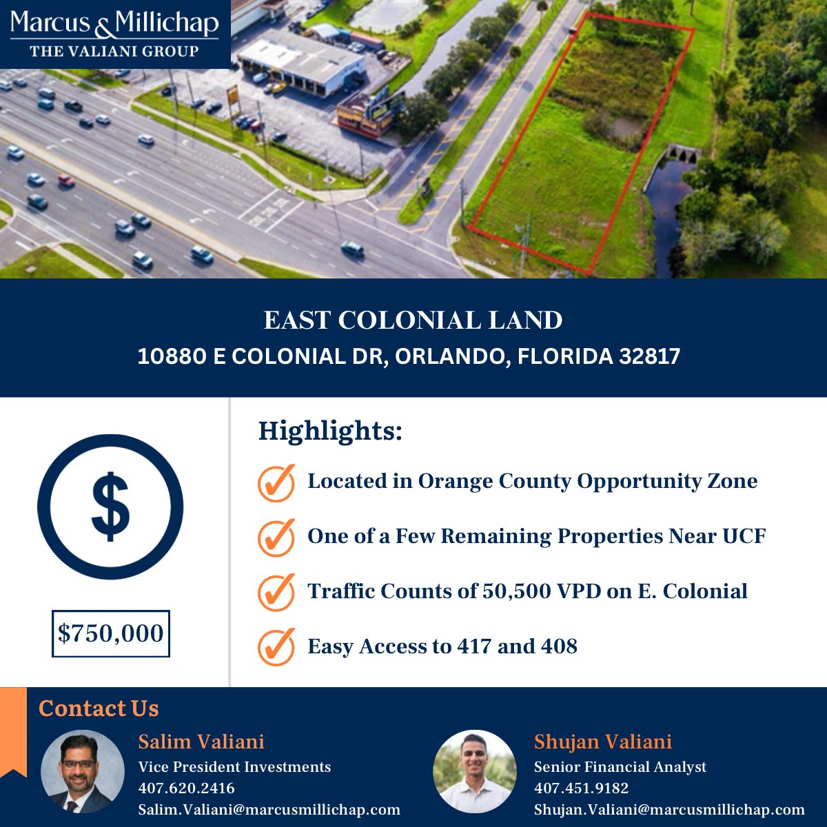 The Valiani Group is pleased to present a .94-acre land deal in Orlando, Florida. Call Salim Valiani or any of the team members of The Valiani Group for more information.

@SalimValiani 407.620.2416

#realestate #business #CRE