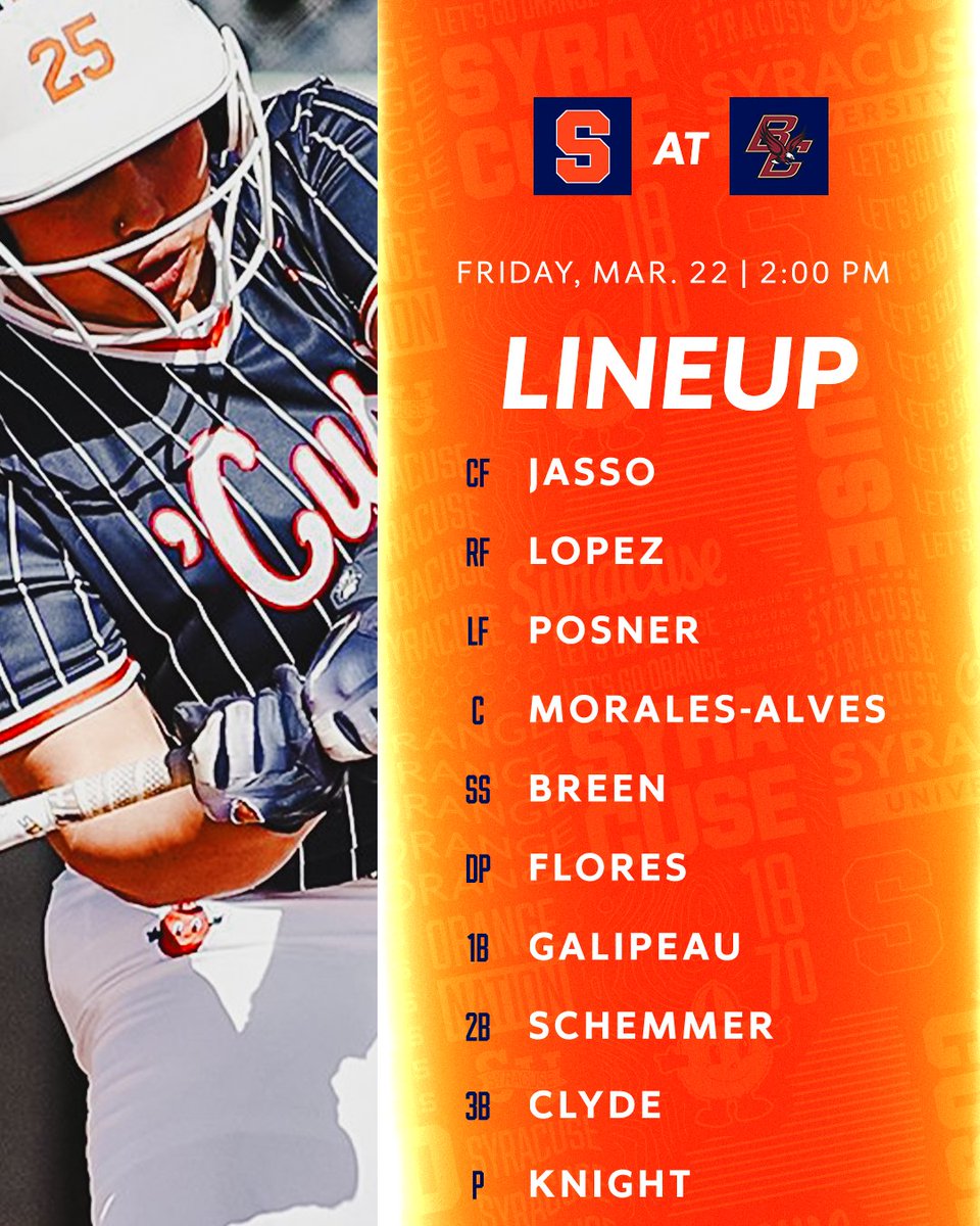 Today's Game One lineup at Boston College. 🍊