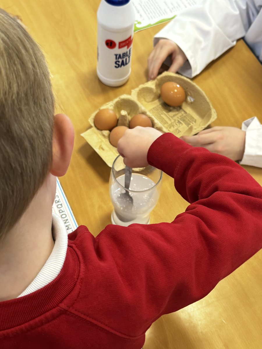 EastMortonCEP's tweet photo. Science Club explored density today…. with some surprising results! 🥚 @WeAreBDAT #ScienceatEM #pupilleadership https://t.co/Su9DfMYMY3