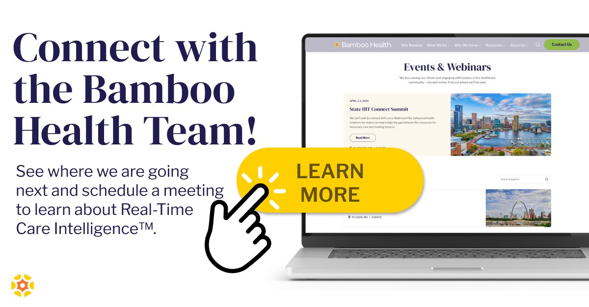 Want to meet the @BambooHLTH team and chat face-to-face? Check out our events calendar to see where we're going next! bit.ly/44eXVUU We'd love to meet you and share how Real-Time Care Intelligence™ could benefit your organization. #WeAreBambooHealth