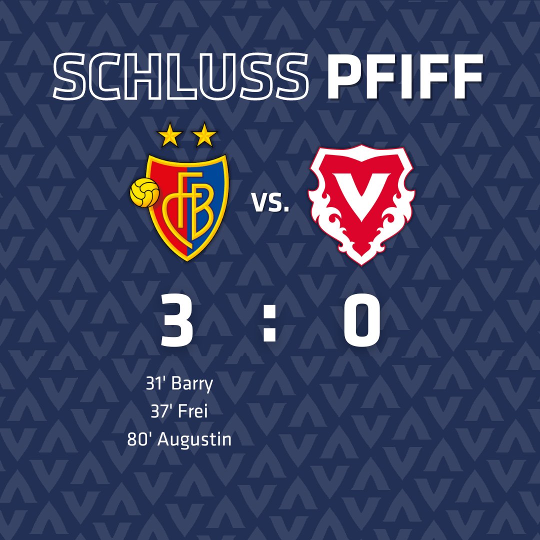 VaduzFC's tweet photo. Wir verlieren das erste Testspiel in der Länderspielpause auswärts gegen den FC Basel 1893 mit 3:0-Toren.
📜 Spielbericht folgt auf: https://t.co/P4VzZSToCd
#hoppvadoz #supportFCV #fcvaduz #BASVAD https://t.co/1KxLX3E2sO