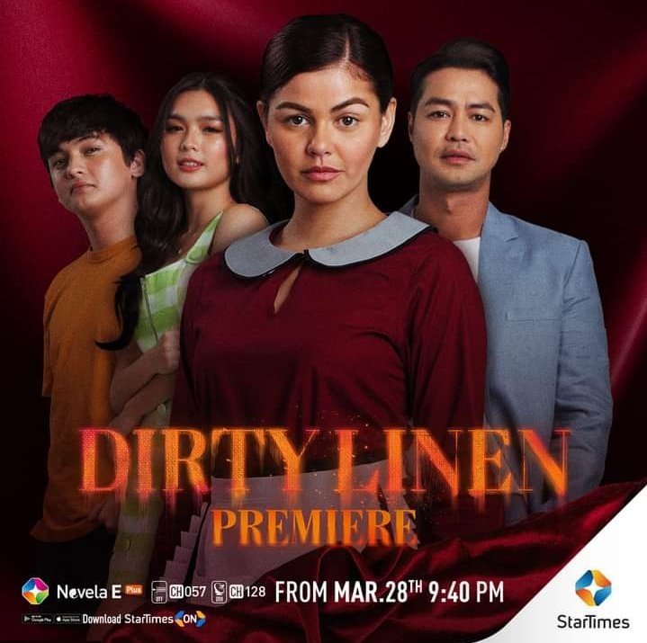 holaphofficial's tweet photo. LOOK: ABS-CBN hit revenge drama series na Dirty Linen, ipapalabas na sa maraming bansa sa Africa.

📷: StarTimes https://t.co/DjbDN6qlrg