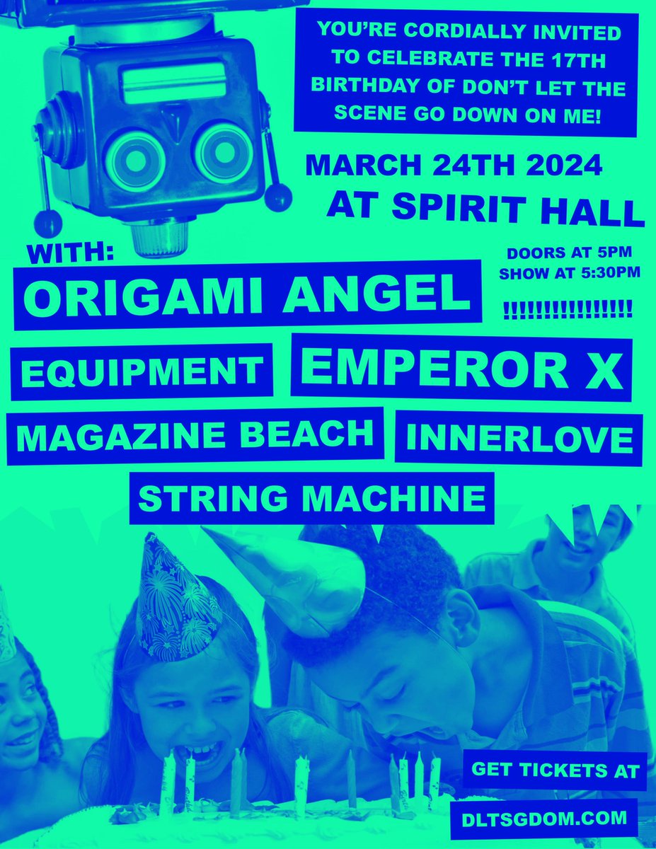 SUNDAY: Come to our birthday party w/ @GAMIGANG + @emperorx + @equipment_ohio + @magazinebeans + @_innerlove + @string_mchn at @spiritpgh!! 😱🎂🥳 TICKETS: dltsgdom.ticketleap.com/dltsgdoms-17th…