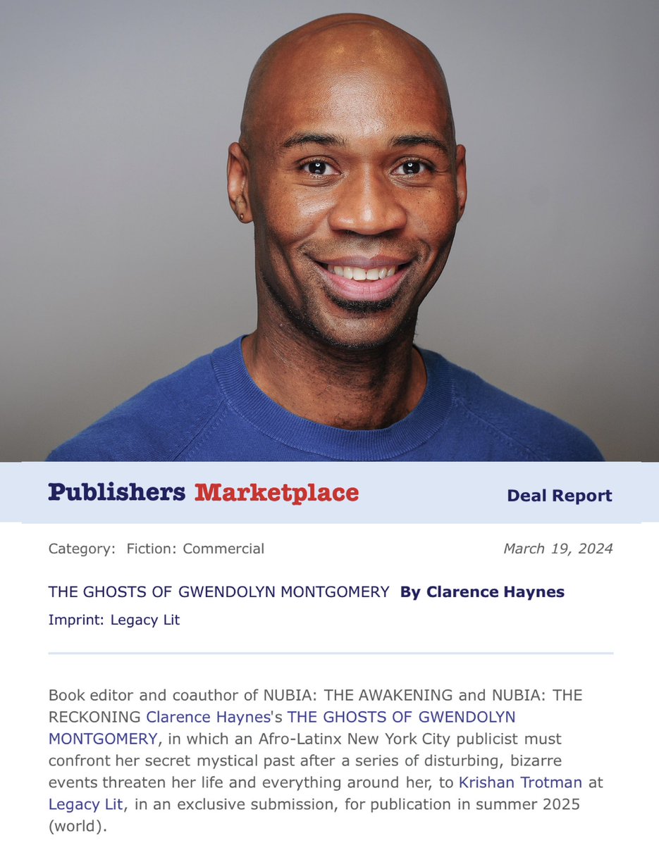 An honor to share that my solo debut novel The Ghosts of Gwendolyn Montgomery will be coming your way in ’25 with ever brilliant publisher Krishan Trotman and her team at <a href="/legacylitbooks/">legacylitbooks</a> of <a href="/HachetteUS/">Hachette Book Group</a> 🌺✨Beyond grateful.🌺✨