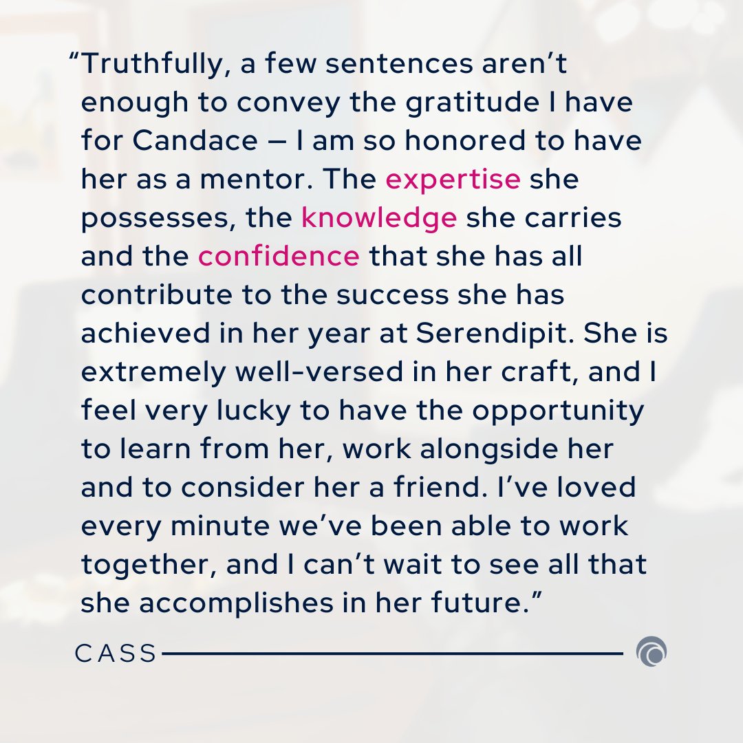 Congratulations Candace on your one year anniversary with Serendipit! Thank you for everything you do. 🙌🏻