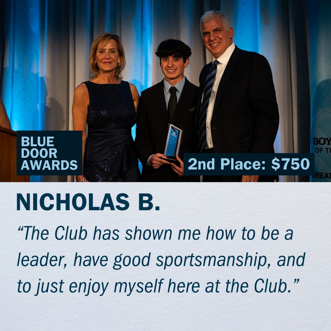 Our second place #BGCPPR Blue Door Award and a $750 scholarship goes to Nicholas B. from the E. A. Tutt Club! Nicholas has been attending the Club for one year, where he has grown into a leader and role model for all his peers. Congratulations, Nicholas!
