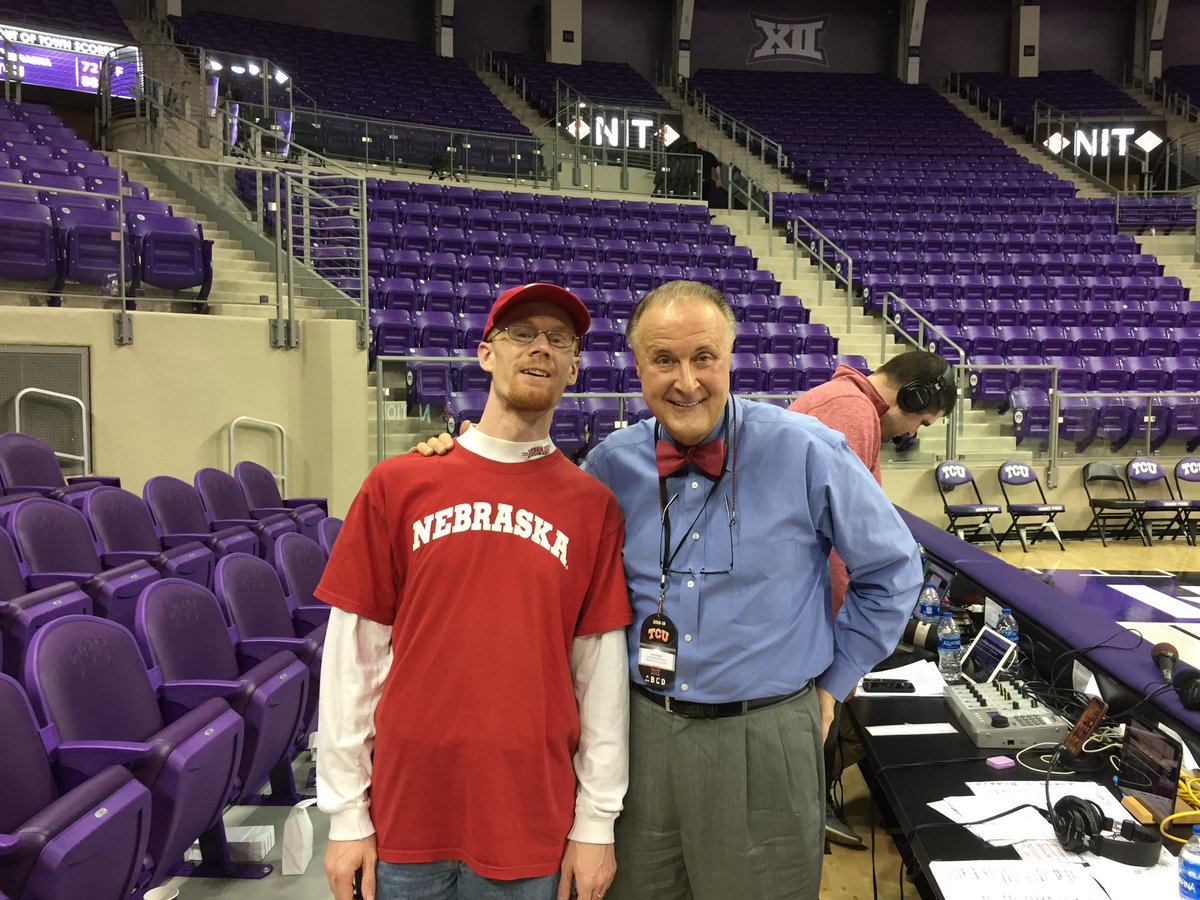 huskermaestro's tweet photo. Have a great call @KentPavelka - let’s make history! Thanks for being the voice of #Nebrasketball for so many years. You’re always a joy to listen to. (@jakemule is okay too 😂)

(Pic from Tim Miles’ last game, vs. TCU in the 2019 NIT.) https://t.co/8wi4fVboBj