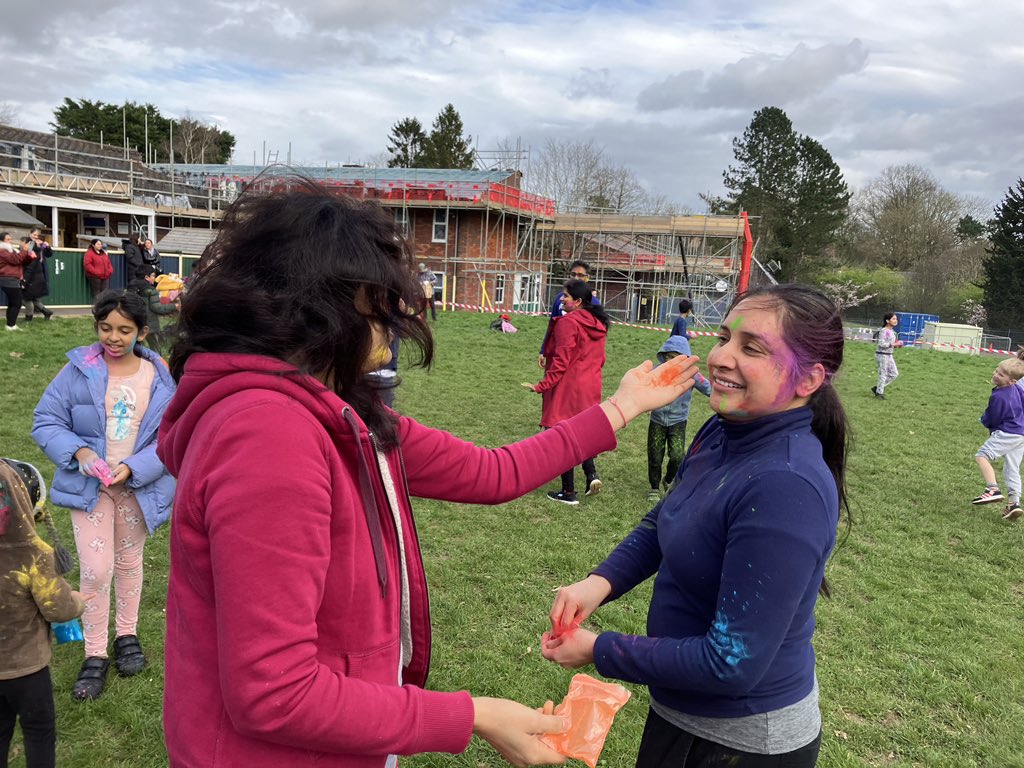 Our community came together today to celebrate Holi festival 💜 so many smiling faces, so much fun - Happy Holi! #WeAreEACT #ThePurpleSchool @EducationEACT @mrskhorne @martinfitzuk @TomCampbell111