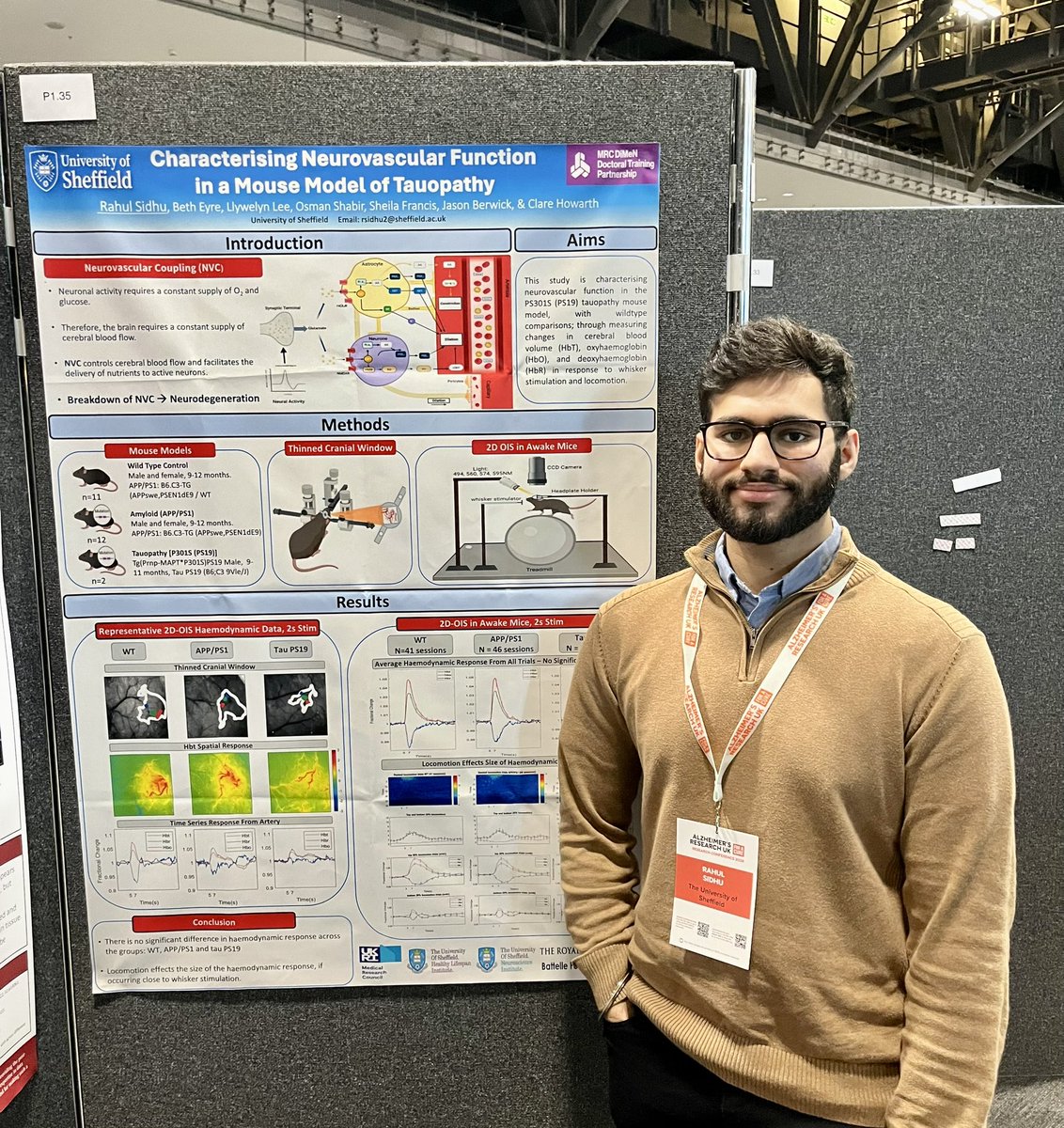 Had a brilliant time at Alzheimer's Research UK, presenting our research on neurovascular function in #Alzheimer’s disease. 

It was great to see all the amazing work, especially @tammarynlashley being awarded the Stuart Pickering Brown Prize. #ARUKconf24 @ARUKscientist