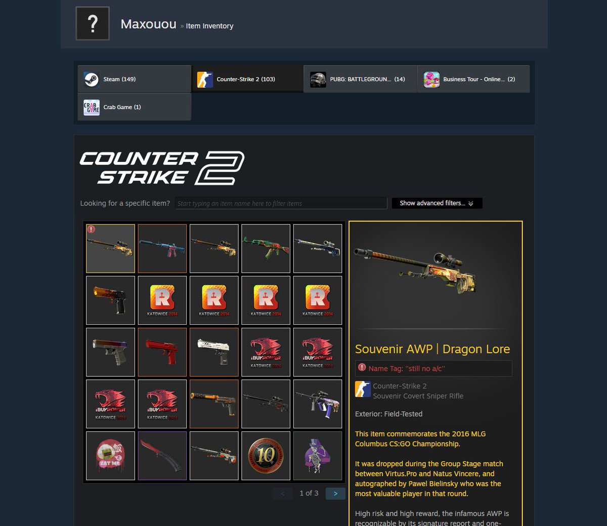 tradeit_gg's tweet image. CS2 Player ‘Hallzerk’ sold Ohnepixels Souvenirs FT Dragon Lore for $0.73 on the Steam Market.

It goes for around $50,000~ 😖