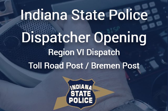 ISPBremen's tweet photo. We have a dispatch opening at our dispatch center that dispatches for the Toll Road Post and Bremen Post.

This is a great job that is critical for both the public and troopers.

Apply at https://t.co/qhciVe5qnD https://t.co/Hotbc6m6qF