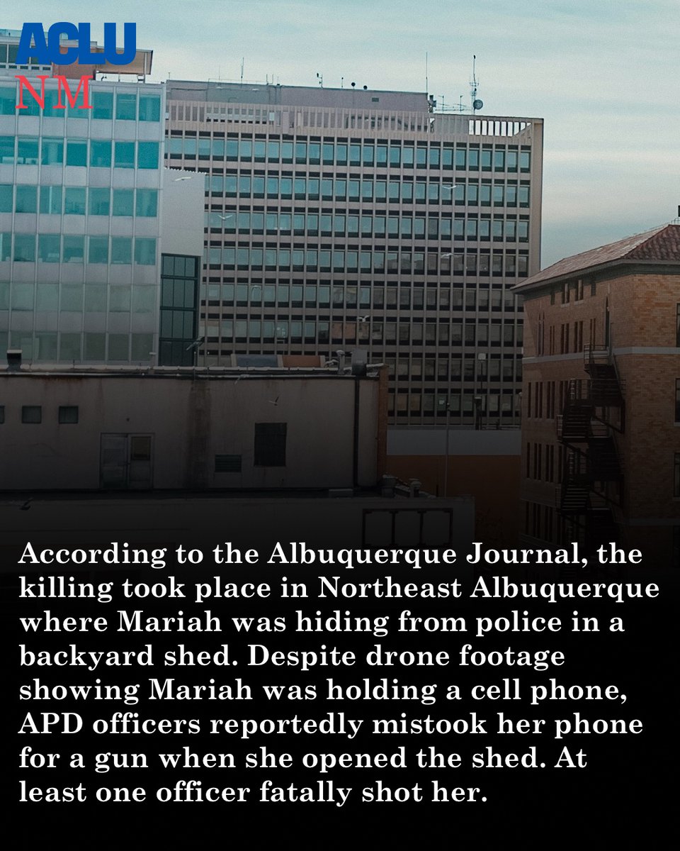 ACLUNM's tweet photo. Mariah Voight should still be alive today. No one should face being killed by police simply for holding a common object in their hand. https://t.co/eSNjNBYCM9