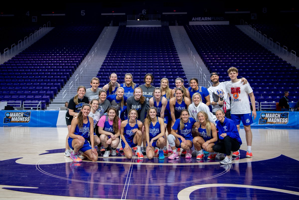 Bulldogs, it's Game Day! 🐶 Tune in as <a href="/DrakeWBB/">Drake Women's Hoops</a> faces the Colorado Buffaloes in the first round of the NCAA Tournament. The action starts at 6:00 p.m. CST in Manhattan, Kansas. Go, Drake! 🔵