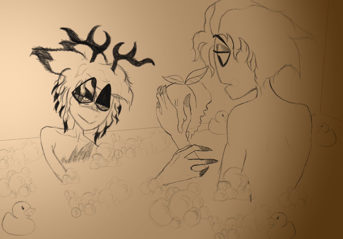 deadwithoutdata's tweet photo. I am not an artist by any means, but I was so inspired to draw a scene from a fic I read by TheAffableScamp that I had to summon every ounce of talent I had to get it on paper.
I would like to say that I'll polish it up and color it, but I know I never will. So here you go. https://t.co/J7CyxcFzE3