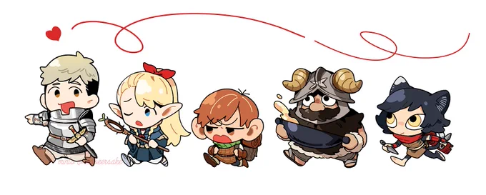 [ Dungeon Meshi ]The beans I drew on stream of the dunmeshi characters while we talked abt the series for 4.5 hours jghdkfjg! It was v fun heehee 