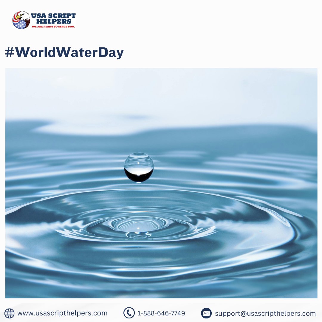 USAScriptHelper's tweet photo. Happy #WorldWaterDay! 🌎💦 Today, let's shine a spotlight on the precious resource that sustains all life. It's a day to appreciate what we have and to take action towards sustainable water use for everyone, everywhere.🚰💙 #ProtectOurWater #SustainableFuture #usascripthelpers https://t.co/rScCxpPslQ