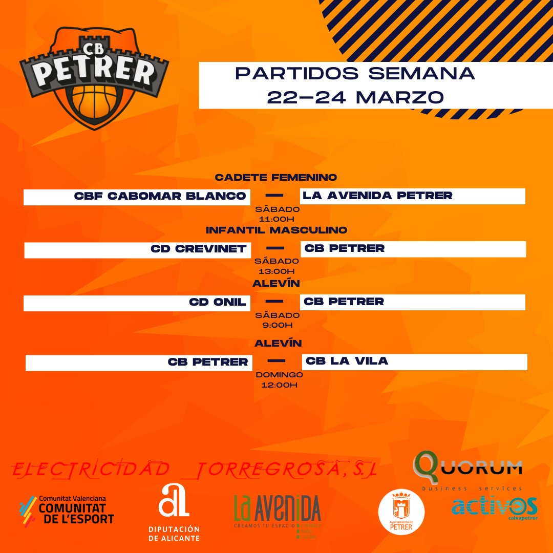 Os dejamos los enfrentamientos de esta nueva jornada donde el equipo alevín juega por partida doble!🏀