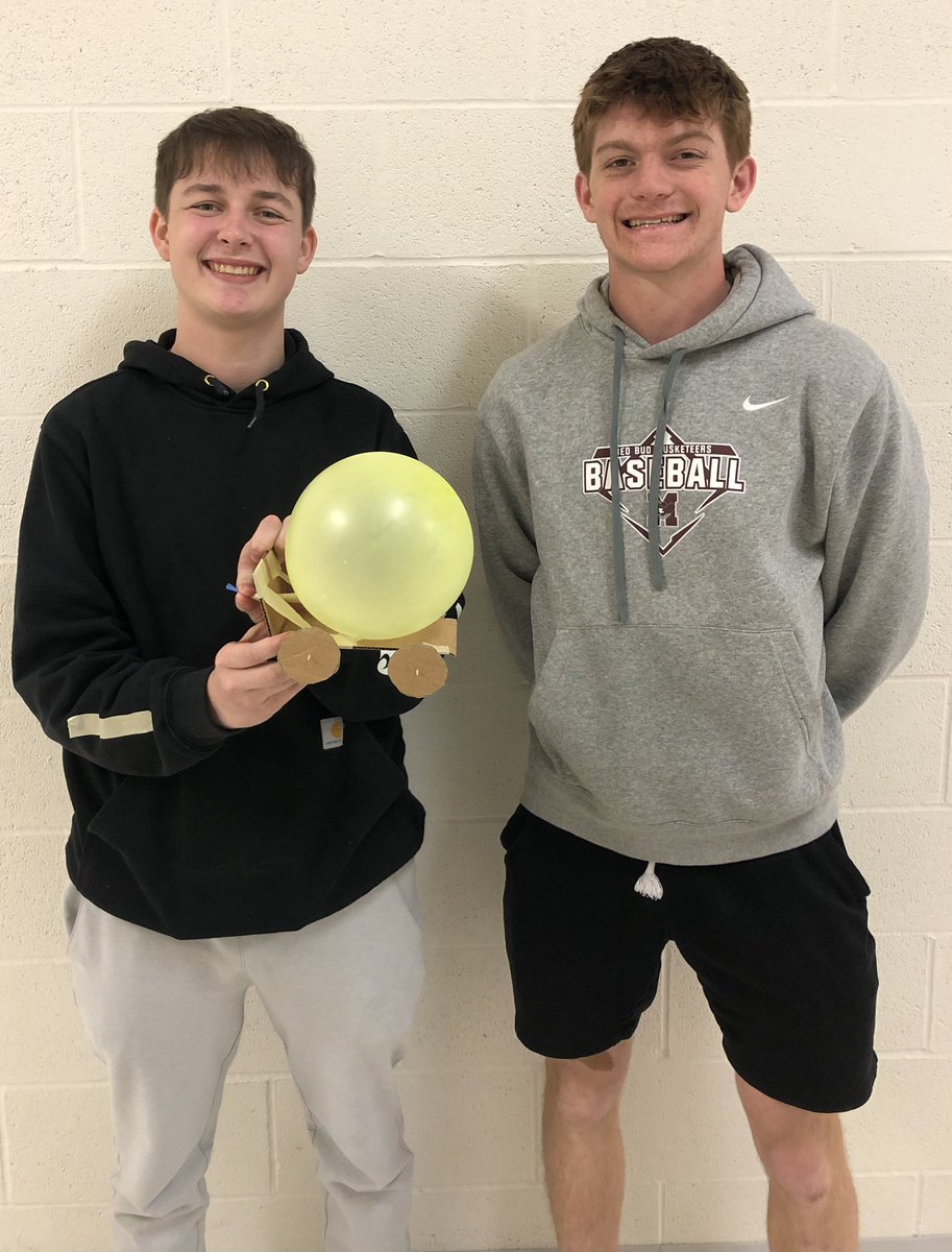 Congratulations to Jaden and Chase for winning the Balloon Race Car Friday Engineering Challenge! #RedBud132 #RedBudHS