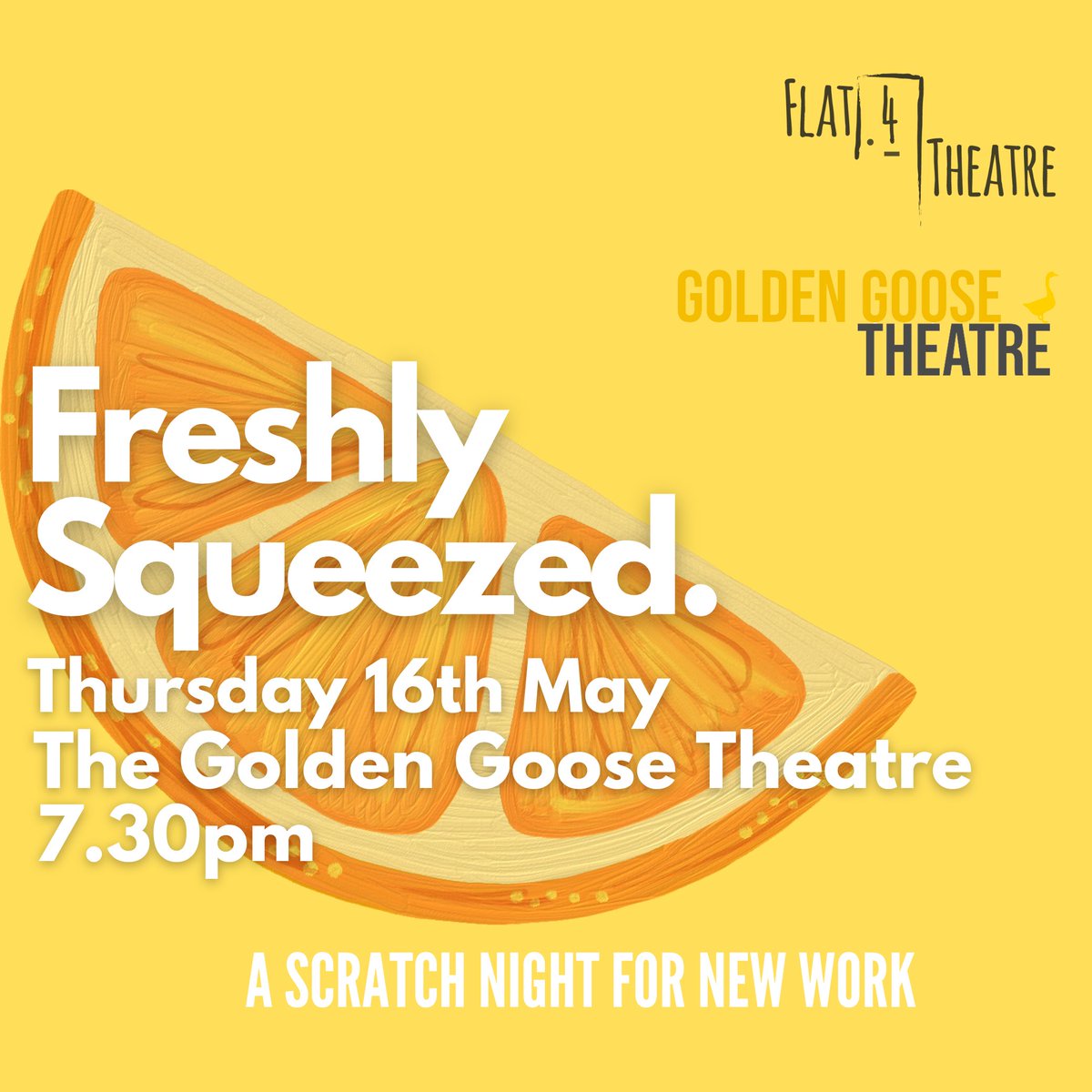 🍊ARTIST CALL OUT🍊 We are back on the 16th of May @GooseTheatre Submissions are OPEN for our renowned scratch night until 16th April. We are looking for scenes 10/15 mins in length and monologues of 5 mins. Apply here: forms.gle/8Pq9bkL6k3Zyut…