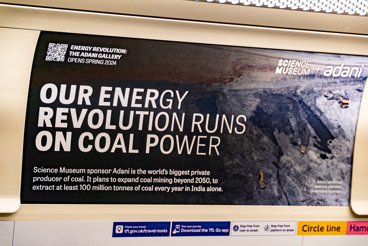 IsntBlatchford's tweet photo. Adani is delighted with the opening of his Energy Revolution gallery. 

I will not let protestors derail this huge greenwashing project. Adani today, Saudi tomorrow!

The collaboration of the @sciencemuseum with criminals is only starting. Watch the space! https://t.co/2zNDpTpre6