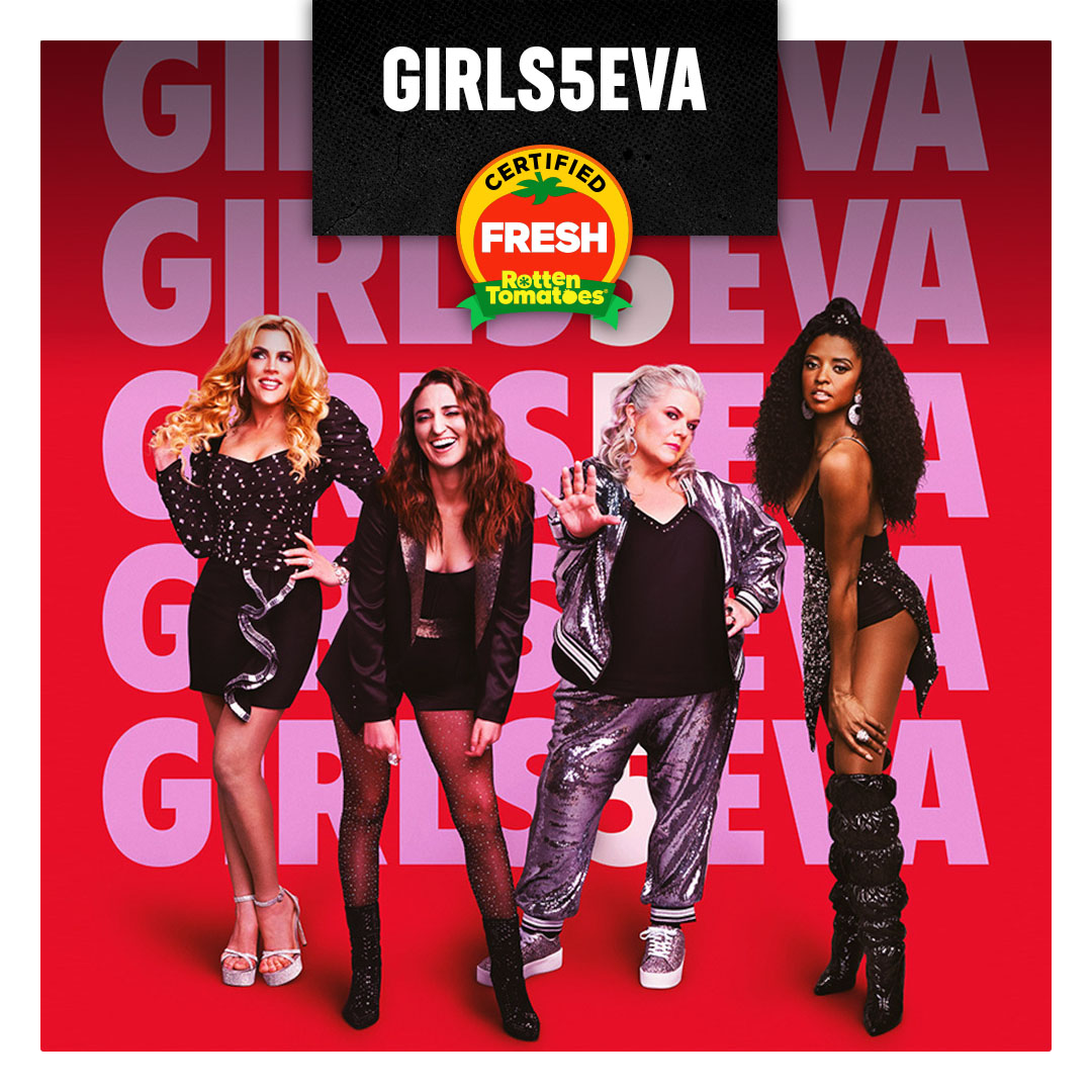 RottenTomatoes's tweet photo. #Girls5Eva: Season 3 is officially Certified Fresh at 100% on the Tomatometer, with 20 reviews: https://t.co/PBCUAQ2MZy https://t.co/Gx45ZLoXgP