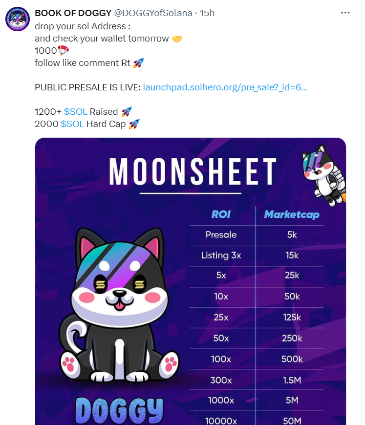 PetePunny's tweet photo. This man did it again,defraudingpeople for the second time within aweek, and making a total of over 3 million dollars.He initially collected 1 millionby promising a coin launch and thendeleted tweets. The second time, he carried out a rug pull operation on $Doggy  @punk1685 #sol https://t.co/LE8g0GAr5D